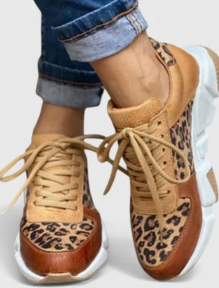 Viola Leopard Print Sneakers in Leopard Brown