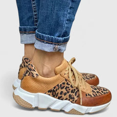 Viola Leopard Print Sneakers in Leopard Brown