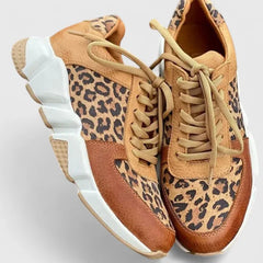 Viola Leopard Print Sneakers in Leopard Brown