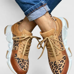 Viola Leopard Print Sneakers in Leopard Brown