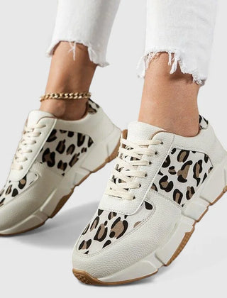 Viola Leopard Print Sneakers in Leopard White