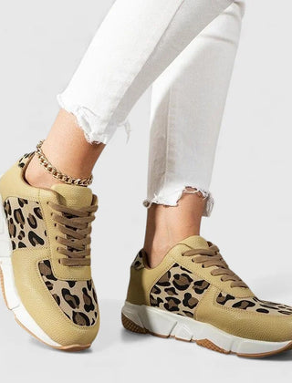 Viola Leopard Print Sneakers in Leopard Khaki