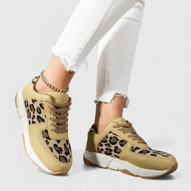 Viola Leopard Print Sneakers in Leopard Khaki