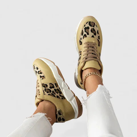 Viola Leopard Print Sneakers in Leopard Khaki