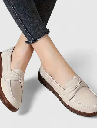 Virginia Bow Front Comfort Loafers in Beige