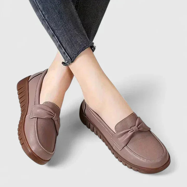 Virginia Bow Front Comfort Loafers in Taupe