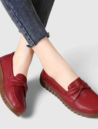 Virginia Bow Front Comfort Loafers in Red