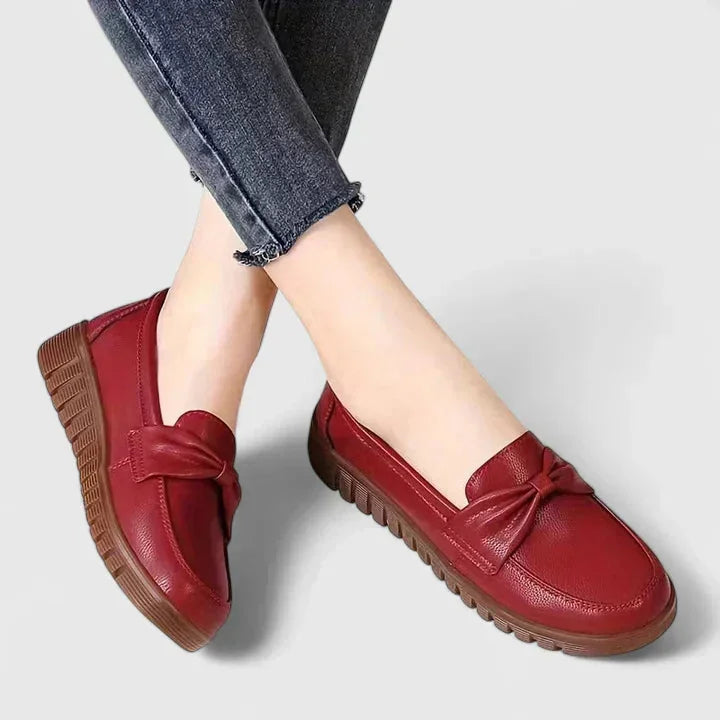 Virginia Bow Front Comfort Loafers in Red