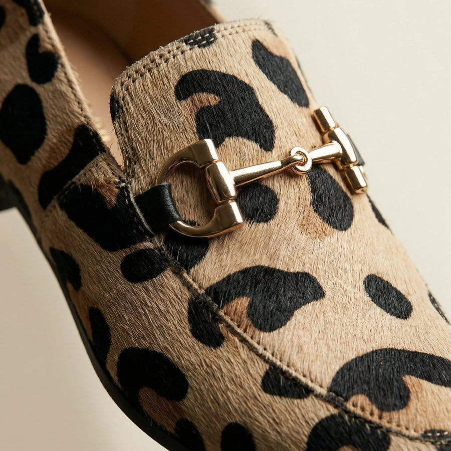 Wanda Leopard Horsebit Loafers in Leopard Brown