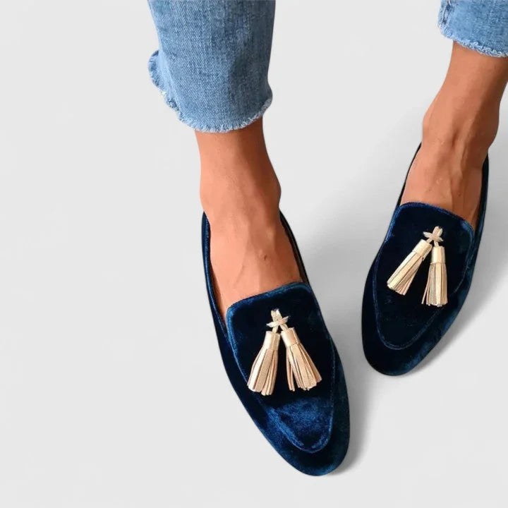 Wendy Navy Tassel Loafers in Navy