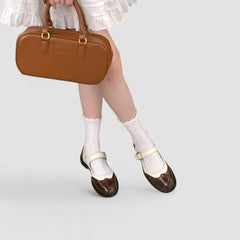 Whitney Two-Tone Brogue Mary Janes in Brown
