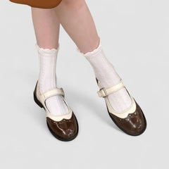 Whitney Two-Tone Brogue Mary Janes in Brown