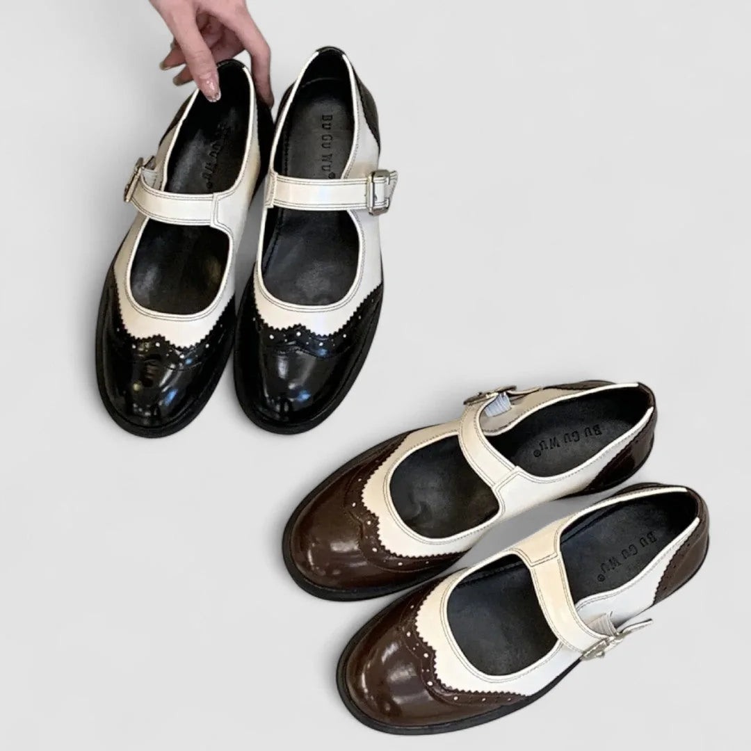 Whitney Two-Tone Brogue Mary Janes in Brown