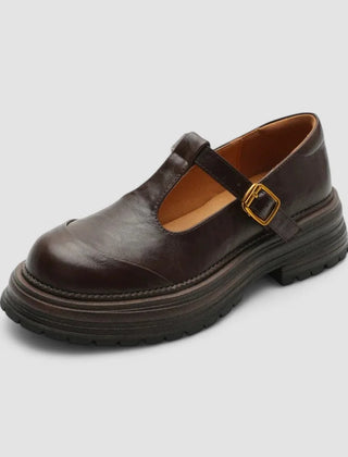 Willa Chunky T-Strap Mary Janes in Brown