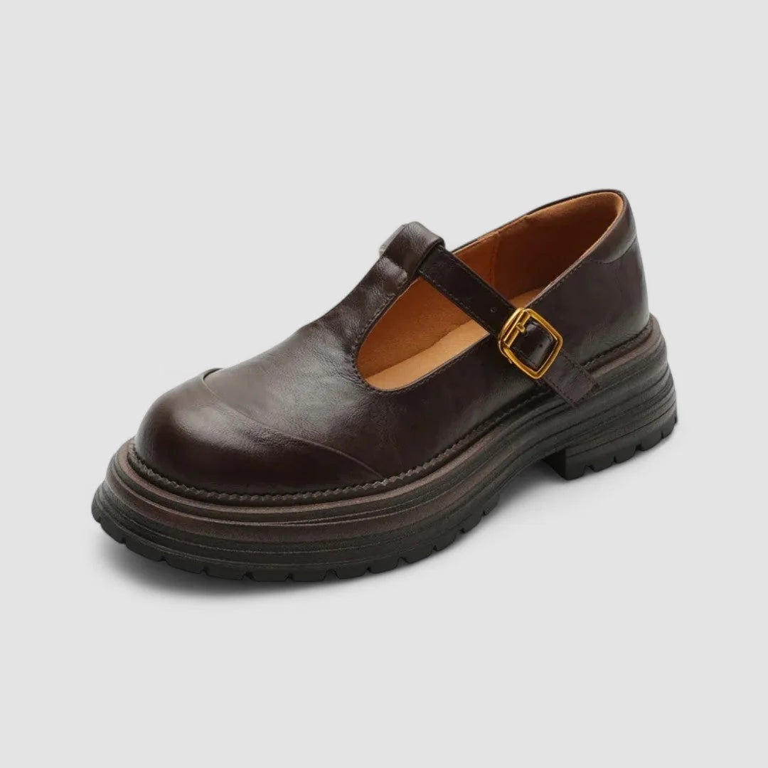 Willa Chunky T-Strap Mary Janes in Brown