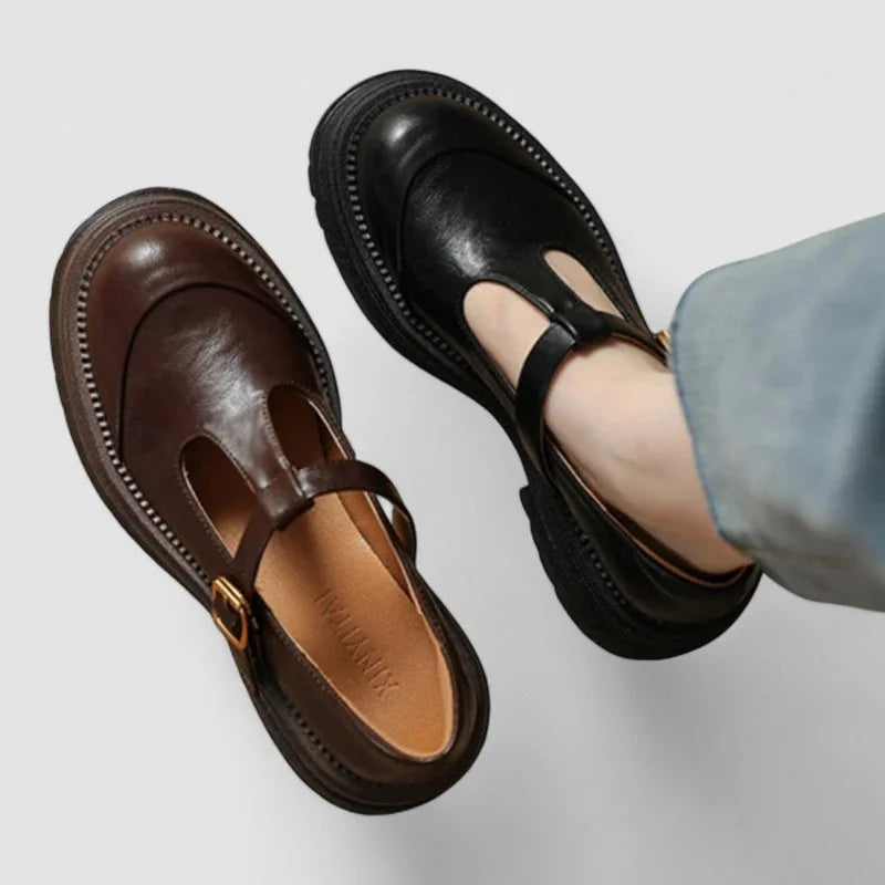 Willa Chunky T-Strap Mary Janes in Brown