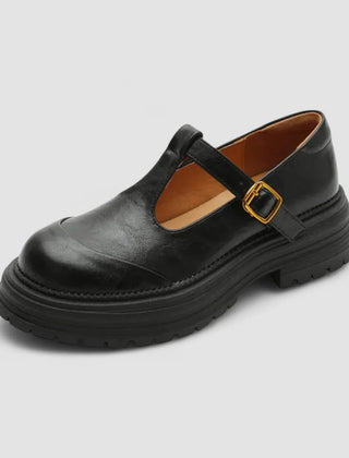 Willa Chunky T-Strap Mary Janes in Black