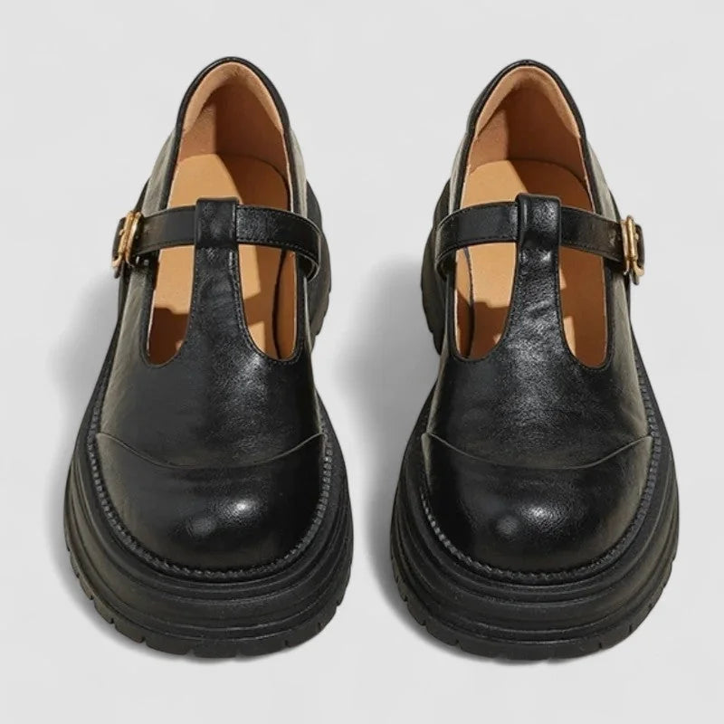 Willa Chunky T-Strap Mary Janes in Black