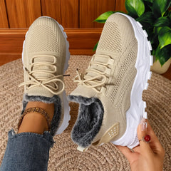 Yvonne Plush Lined Sneakers in Beige