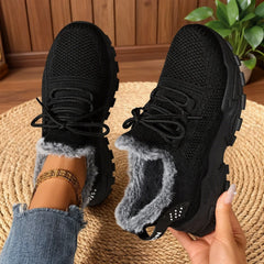 Yvonne Plush Lined Sneakers in Black