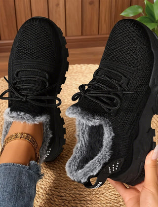 Yvonne Plush Lined Sneakers in Black