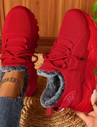 Yvonne Plush Lined Sneakers in Red