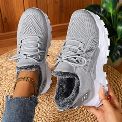 Yvonne Plush Lined Sneakers in Grey