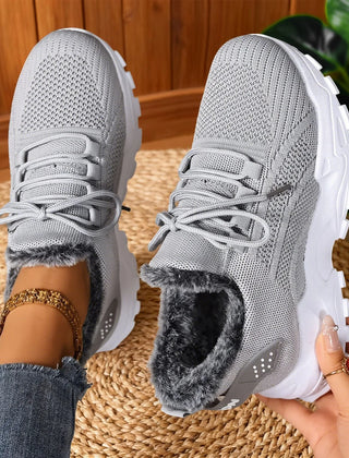 Yvonne Plush Lined Sneakers in Grey