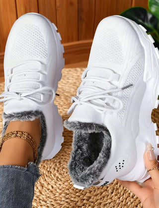 Yvonne Plush Lined Sneakers in White