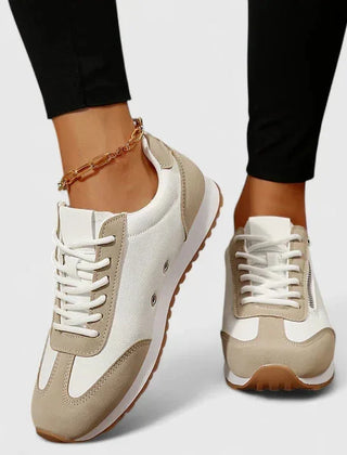 Zara Retro Zip Sneakers in Beige