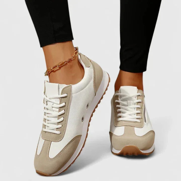 Zara Retro Zip Sneakers in Beige