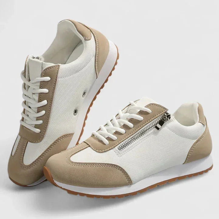 Zara Retro Zip Sneakers in Beige