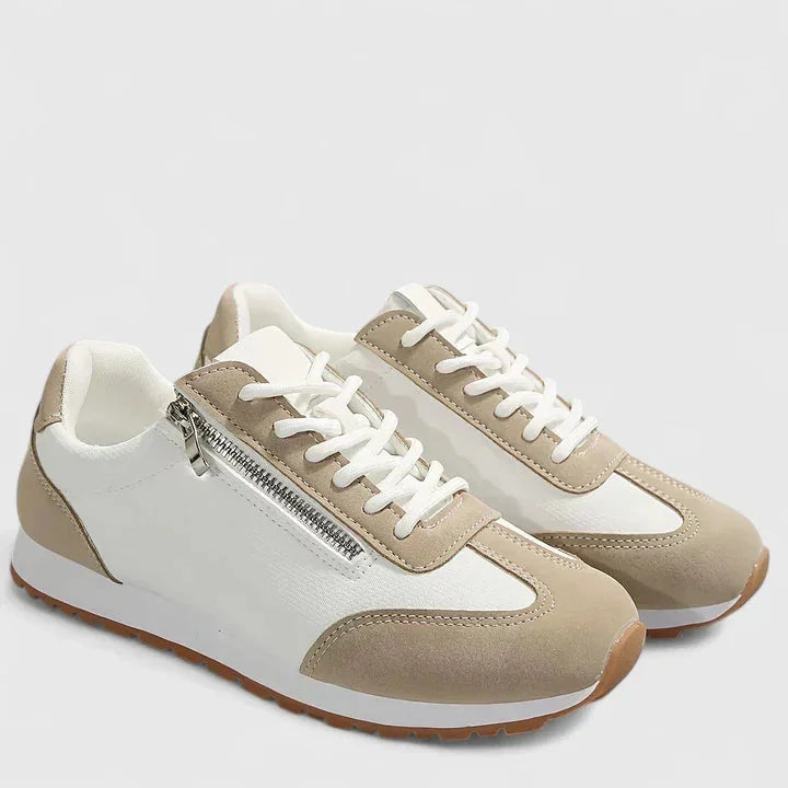Zara Retro Zip Sneakers in Beige