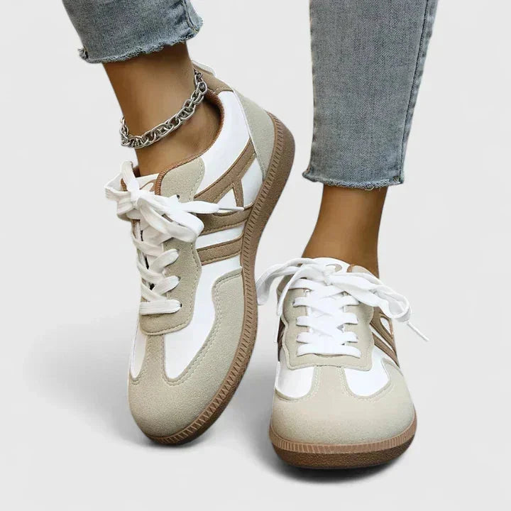 Zara Retro Zip Sneakers in Beige