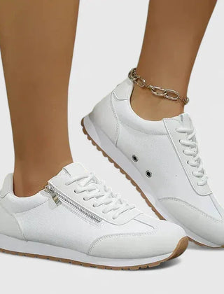 Zara Retro Zip Sneakers in White