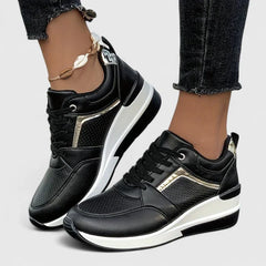 Zoe Hidden Wedge Sneakers in Black