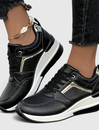 Zoe Hidden Wedge Sneakers in Black