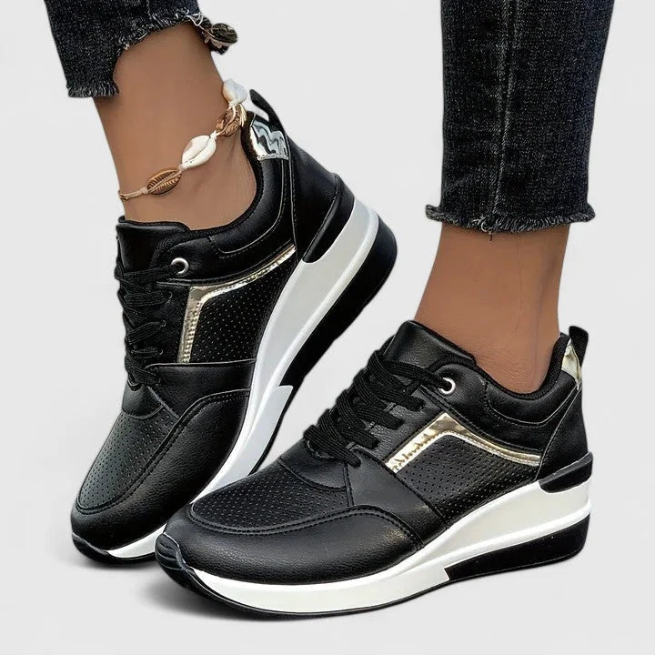 Zoe Hidden Wedge Sneakers in Black