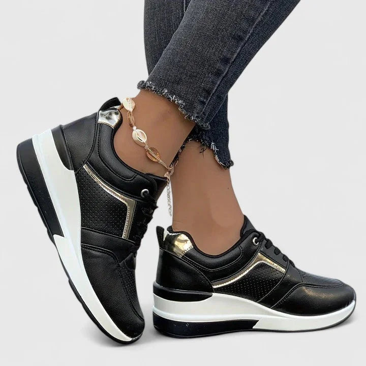 Zoe Hidden Wedge Sneakers in Black