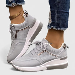 Zoe Hidden Wedge Sneakers in Grey