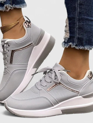 Zoe Hidden Wedge Sneakers in Grey