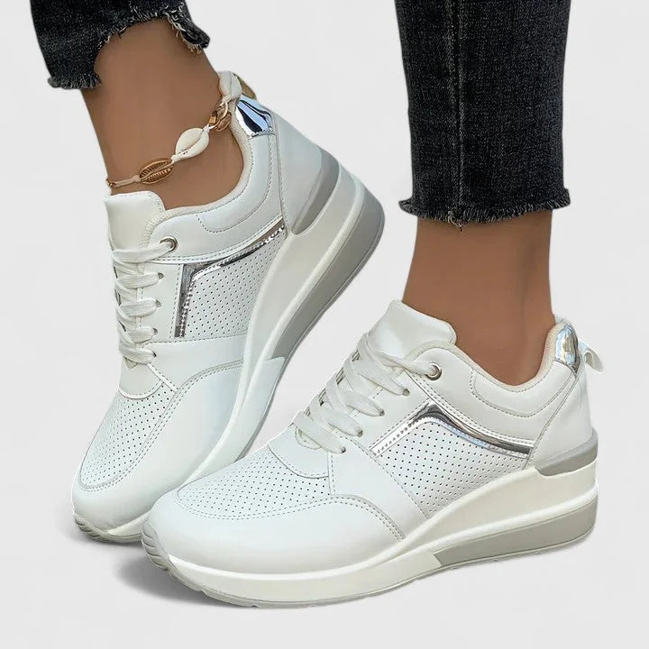 Zoe Hidden Wedge Sneakers in White